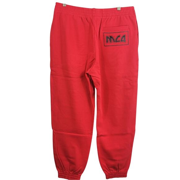 NWT MCQ Alexander McQueen Regular Fit Metal Logo Sweatpants Red Size Large